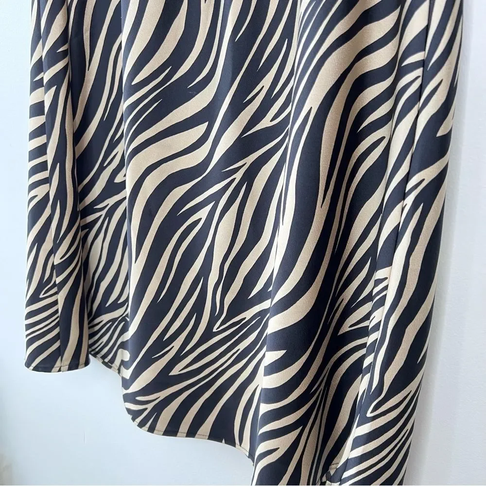 J. Crew Black and Tan Zebra A-Line Skirt silky stretch waist sz S Lagenlook Chic - Picture 3 of 7